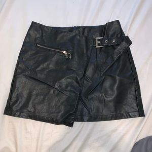 Leather Asymmetrical Mini Skirt